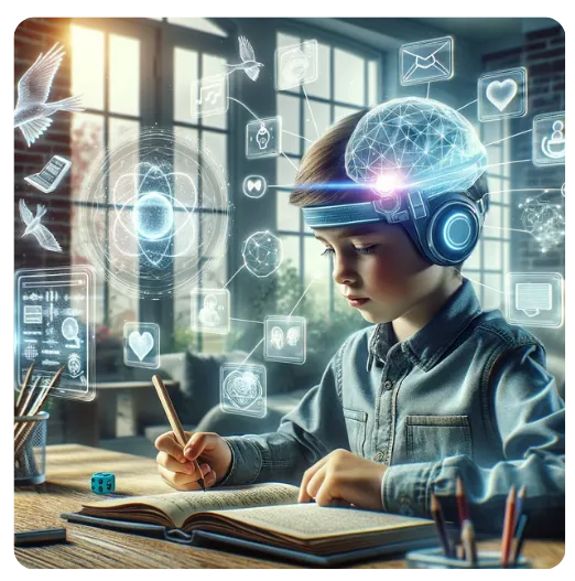 Child Illustration of Brain-Computer Interface System